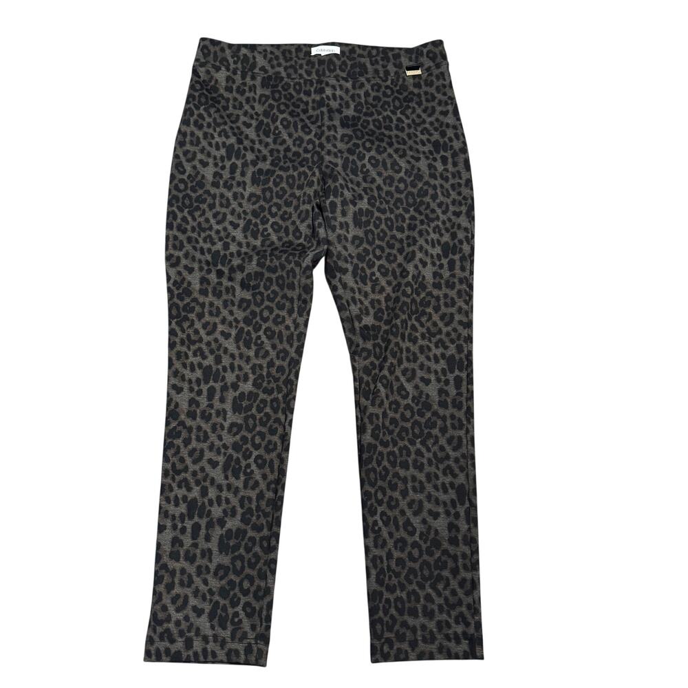 Calvin Klein Women’s Leopard Print Pants Pull On Large Workwear Animal Print